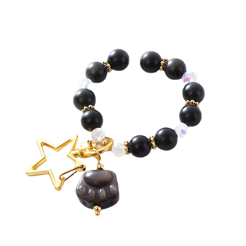 Wholesale Obsidian Crystal Cat Claw Keychain